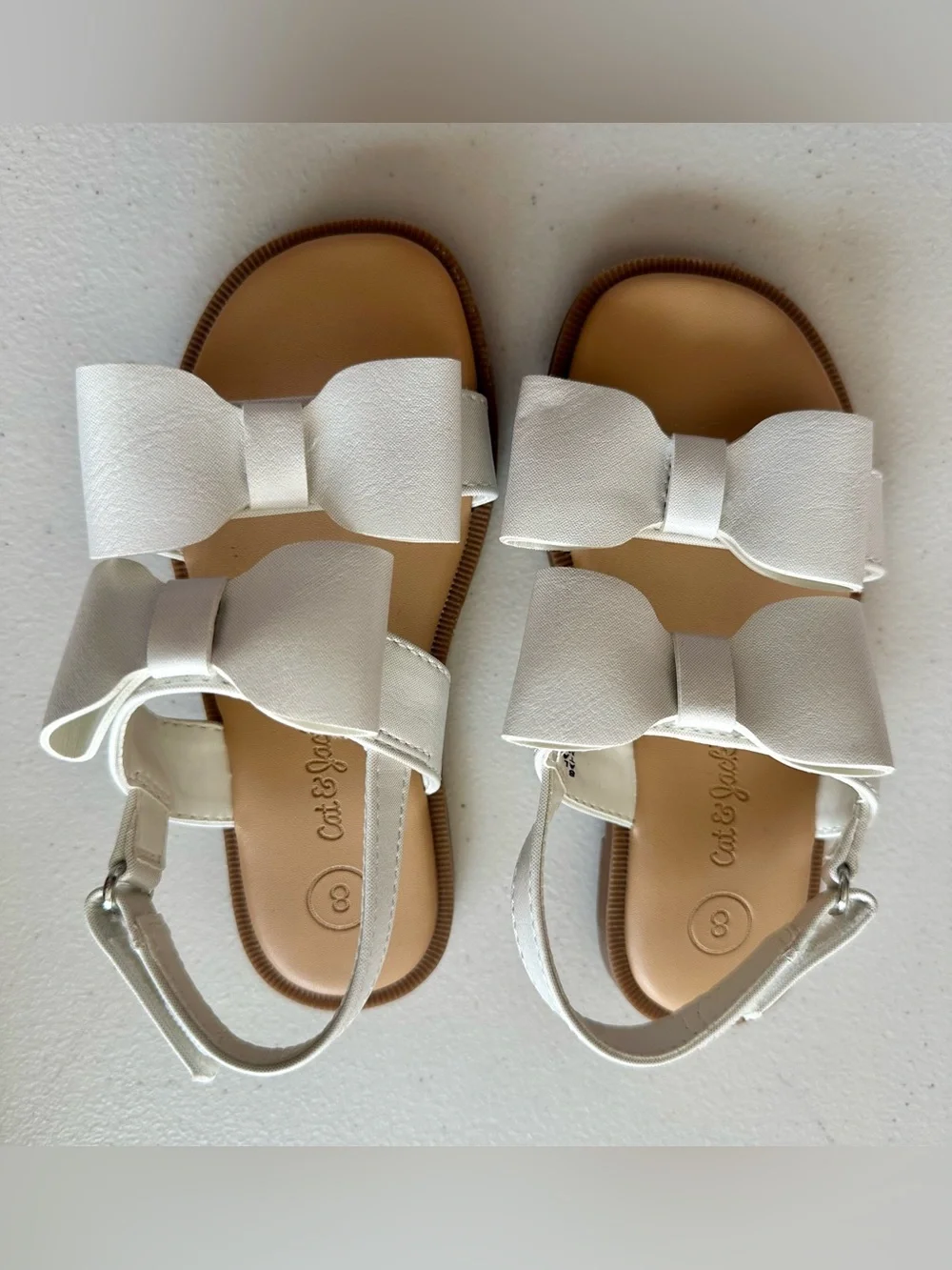 Cat & Jack White Bow Strap Girls' Sandals